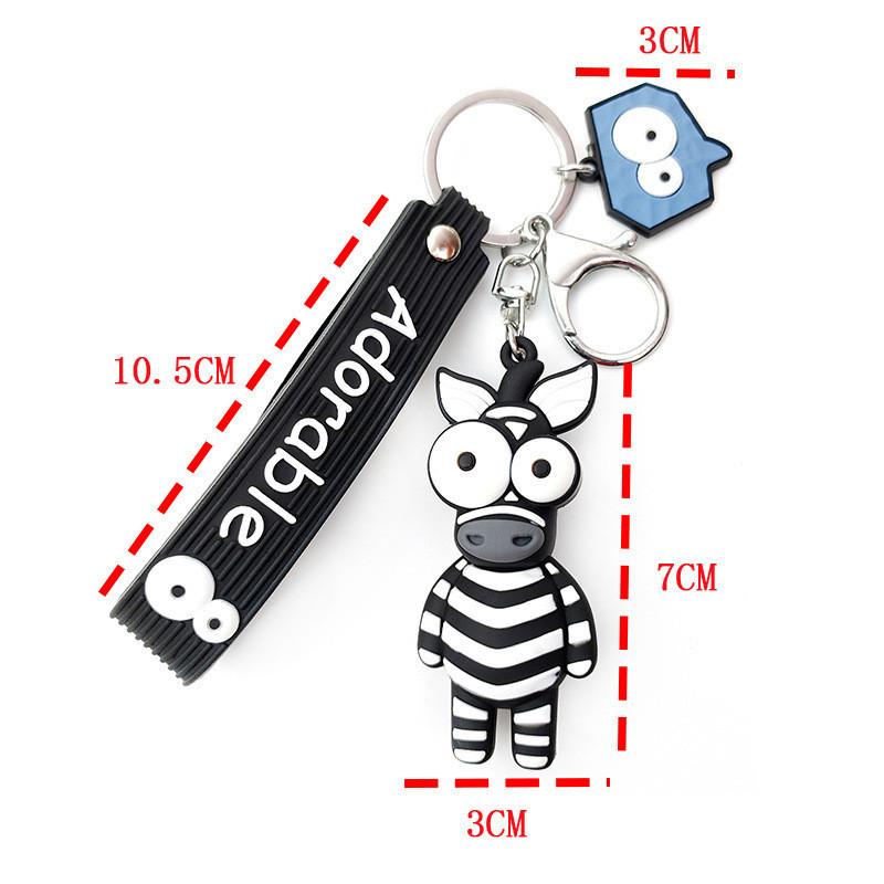 Charming Bug-eyed Giraffe Keychain Cute Cartoon Keyring Fashionable Gift