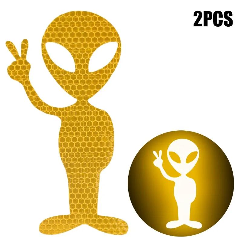 Alien Reflective Stickers For Car Night Warning Creative Styling Car Motorcycle Sticker Decals Auto Driving Safety Decals