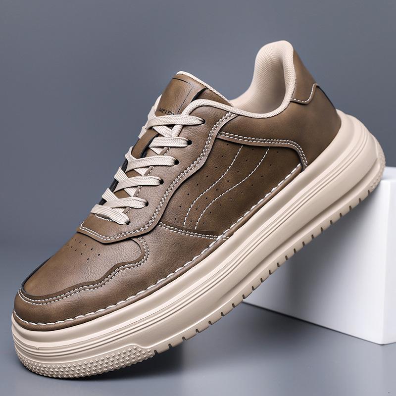 New autumn high-end retro leather surface sports and leisure board shoes platform leather shoes