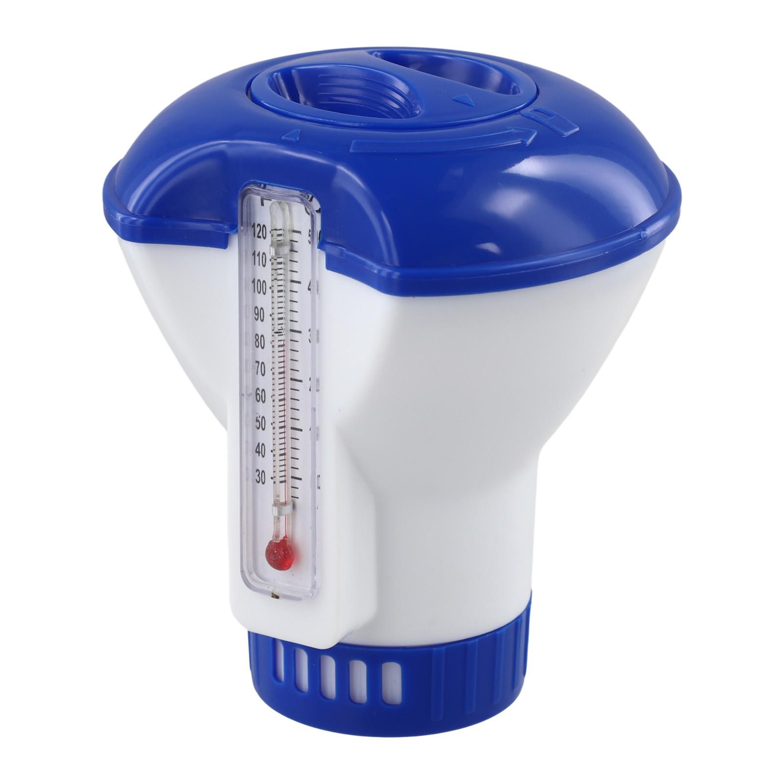 

Swimming Pool Floating Dispenser with Built in Temperature Gauge for Tablets