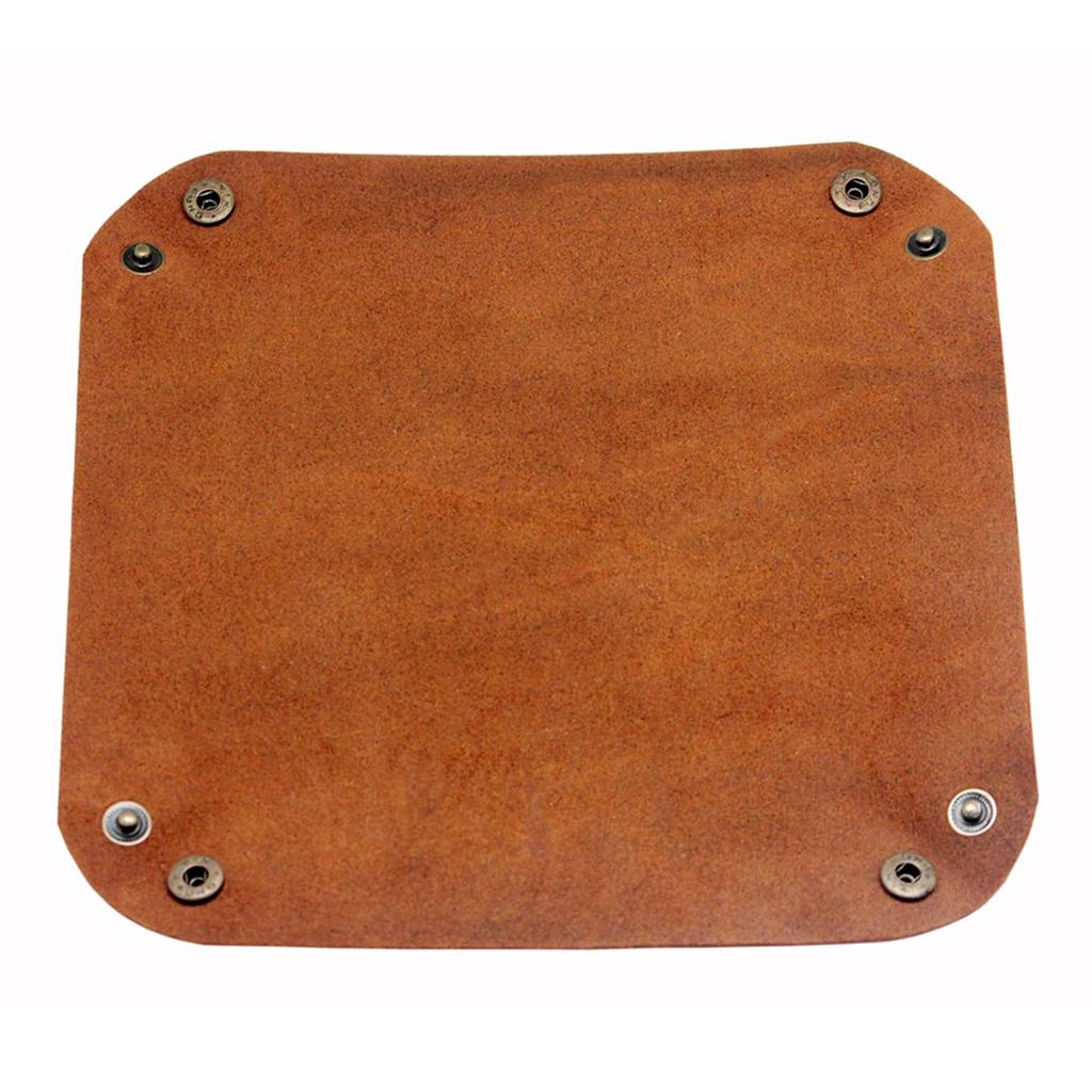 boshiho Leather Small Organizer Tray, Square, for Accessory Storage, Key Holder, Entryway Storage, Office Use, Travel, Portable, Birthday Gift, Dark