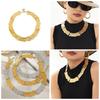 Vintage-Style Wide Textured Handmade Necklace: 18K Gold & Stainless Steel Women's Jewelry