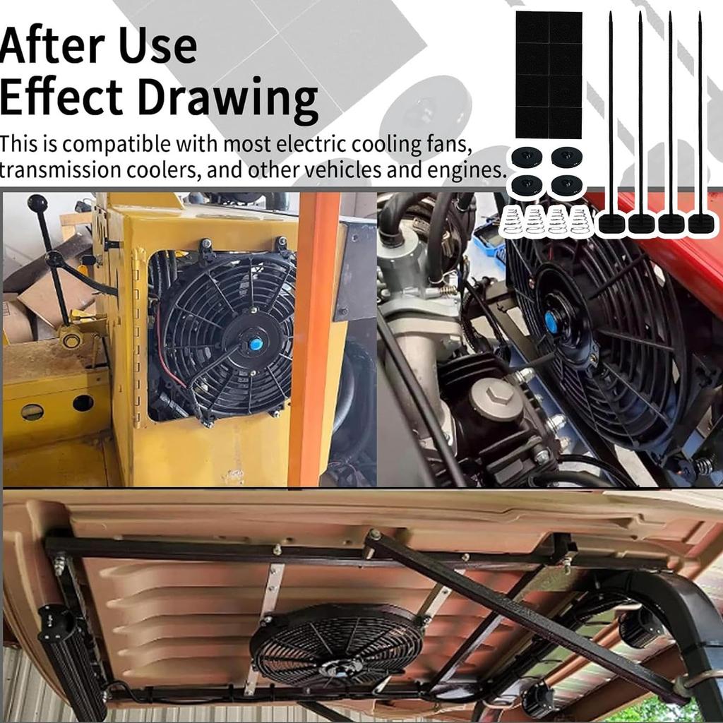 Zqkimzi Zestaw montażowy wentylatora, Zestaw montażowy wentylatora chłodnicy - Elektryczny zestaw montażowy wentylatora chłodnicy
