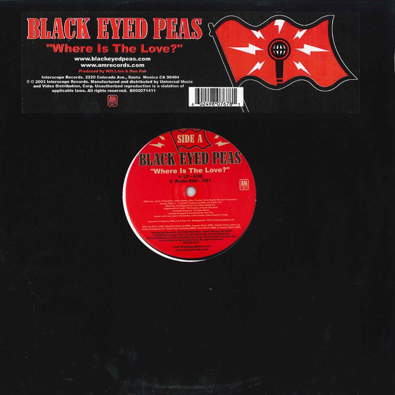 12-дюймовая пластинка BLACK EYED PEAS Where Is The Love B000071411 AM 2003 US Rap HipHopRB Б/у