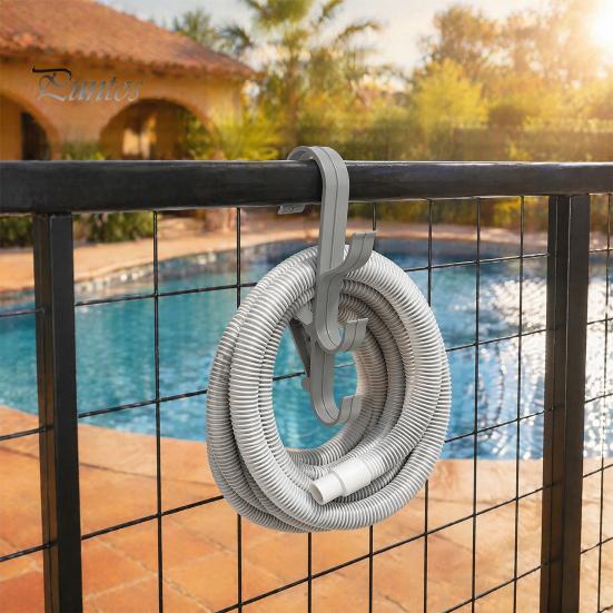 Swimming Pool Maintenance Tool Hanger Poolside Pole Hanger, with 3 Hook Configuration, Weather Resistant Management System Organizer, for Telescoping