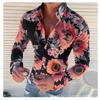 Camisa Floral Masculina de Manga Longa, Casual com Botões para Uso Diário