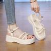 Small sandals sweet cool leak toe thick sole cross one word buckle new summer beach sandals