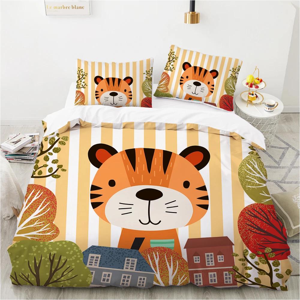 Flowers Parrot King Queen Duvet Cover Cartoon Birds Floral Bedding Set For Adults Animals Leaves 2/3Pcs Polyester Quilt Cover