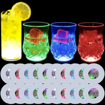 3 modes LED Coaster Lights Alimenté par batterie Lumineux Verre à boire Tasse Pads Lampe Bouteilles d'alcool Coaster Coussin Barres Décoration de fête