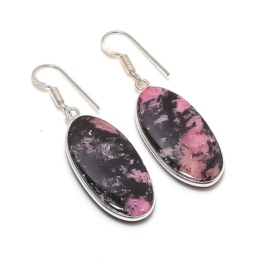 Natural Rhodonite Gemstone 925 Sterling Silver Jewelry Earring 1.85  AE-12029