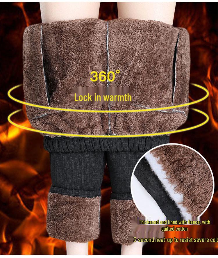 Mom's Quilted Fleece-Lined High-Waisted Winter Pants