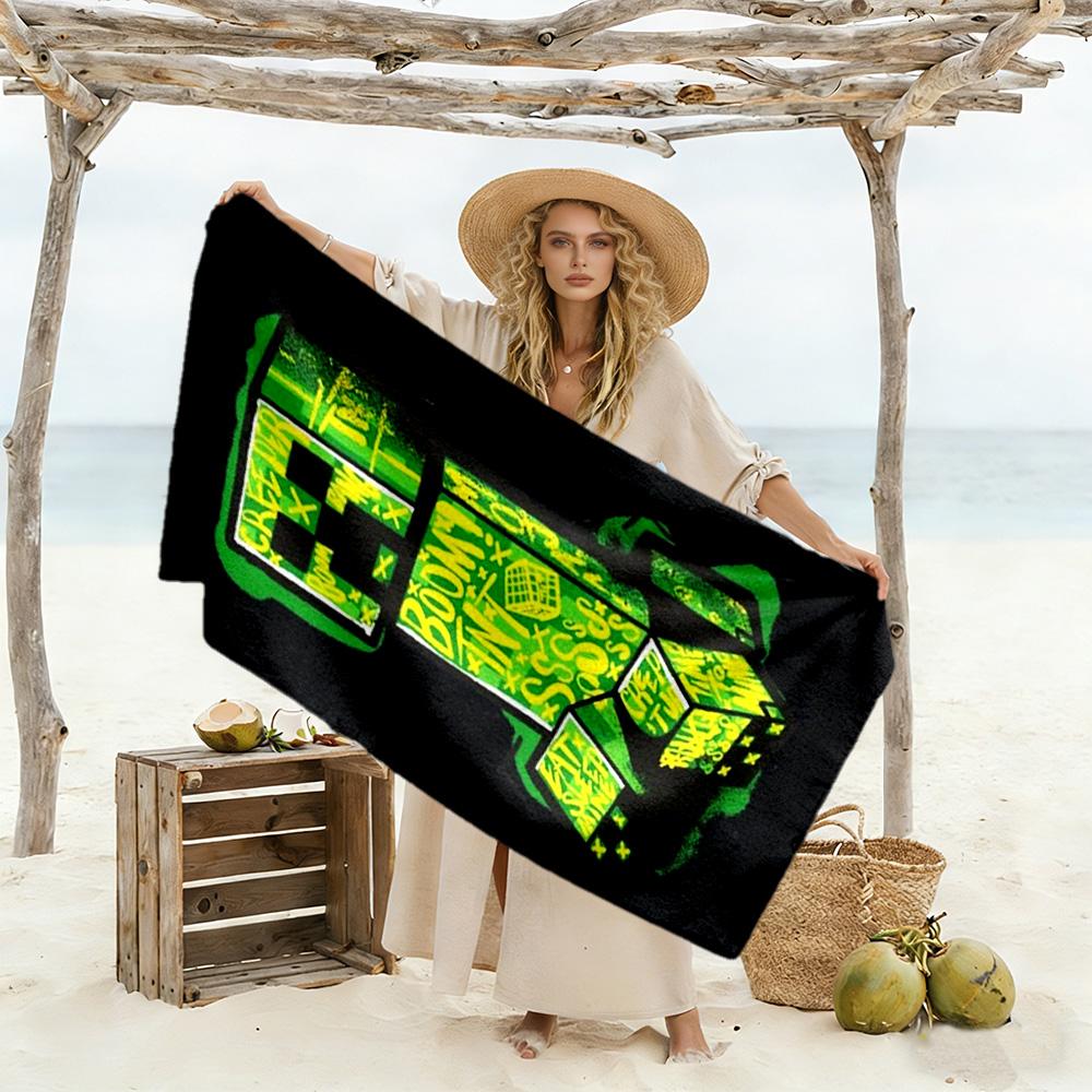 Minecraft Beach Towel Super Soft Microfiber Quickdry Fabric Comfortable Lightweight Perfect for Traveling Yoga Camping and Swimming