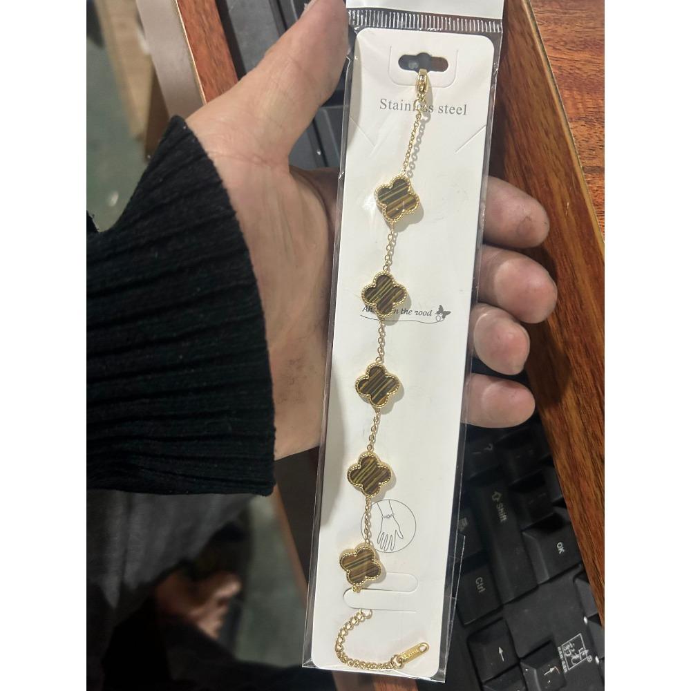 Net Red New Titanium Steel Four-leaf Clover Bracelet Female Simple Ins Five Flowers Mother-of-pearl Good Luck Four-leaf Clover Hand Jewelry Chain