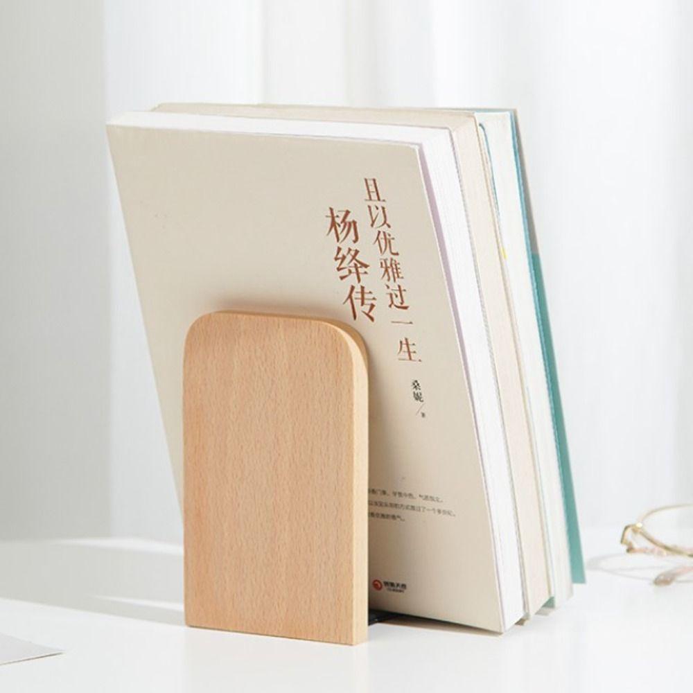 Beech Walnut Nature Wooden Bookends Display Holder Book Support Rack  Desk Storage