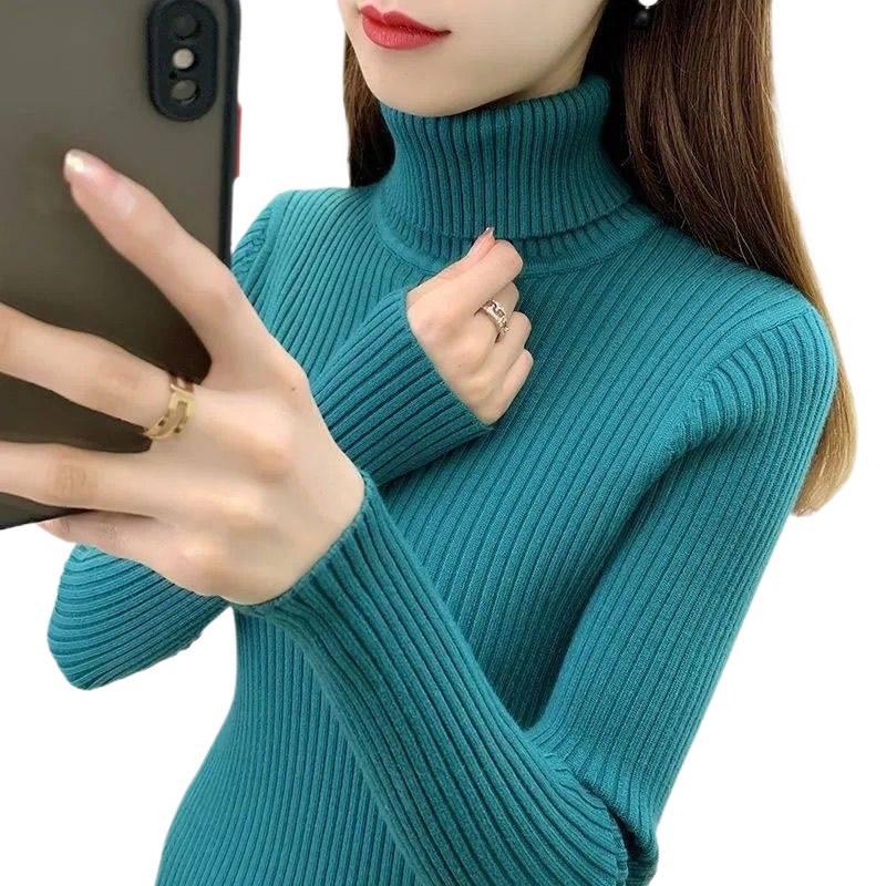 Women's Soft High Neck Knit Sweater - Slim Fit Thick Winter Innerwear & Versatile Outerwear Top