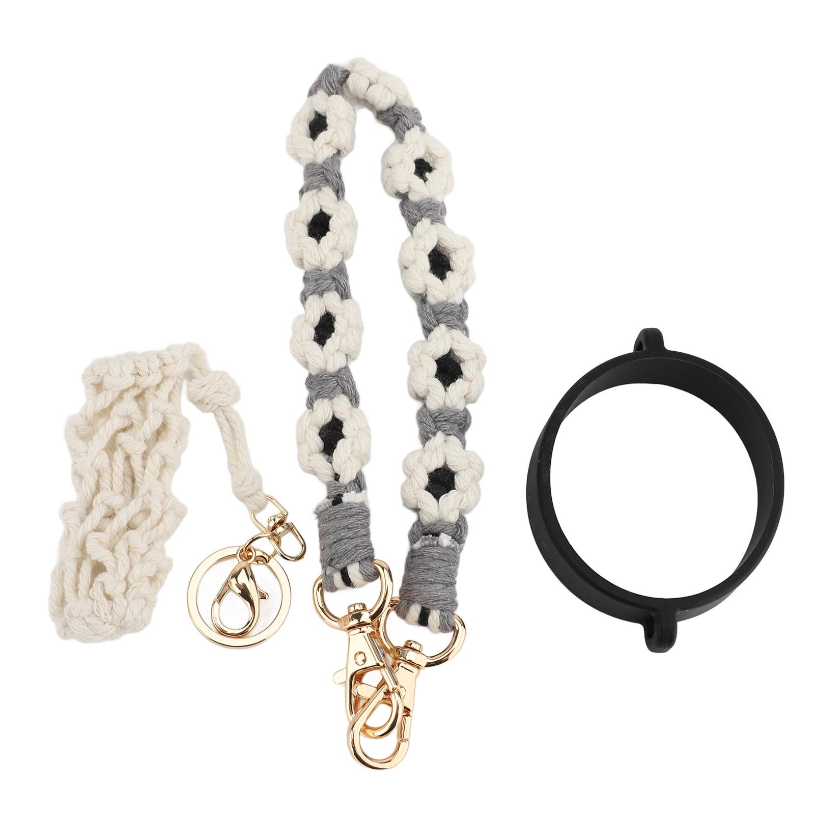 

Набор из 3 шт. Ремешок-ручка для бутылки с водой с цветком ромашки, ремешок-ручка для чашки, плетеный вручную шнур для чашки для 16-40 чёрный