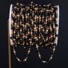 1meter 4mm Crystal Black Transparent Beaded Copper Chains Glass Beads Necklace Gold Color Chain for DIY Jewelry Making Component