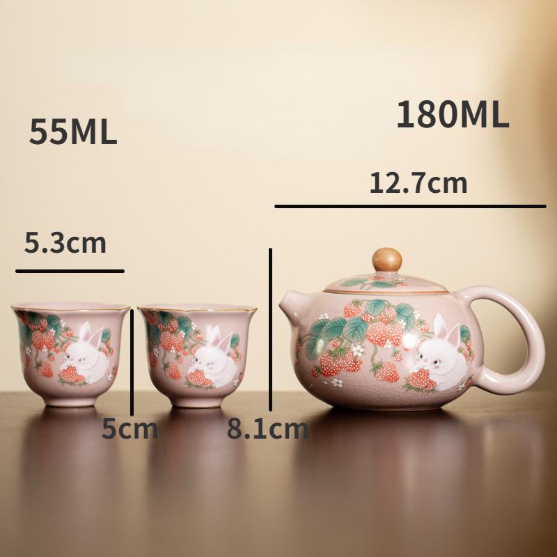 Pink Bunny Keramik Teeservice Ru Kiln Kung Fu Teeservice Home 1 Topf 2 Tassen süße Teekanne