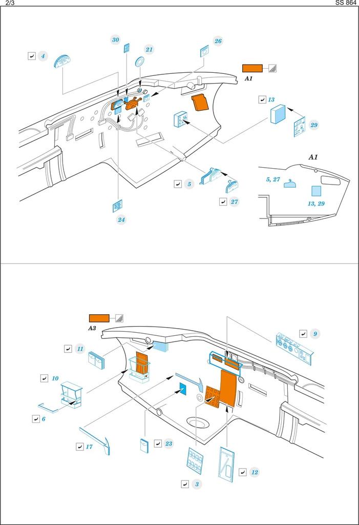 Eduard Zoom Mosquito Etched Parts Plastic Model Kit Parts EDUSS864 1/72 D.H. B.35 (for Airfix) (Airplane)