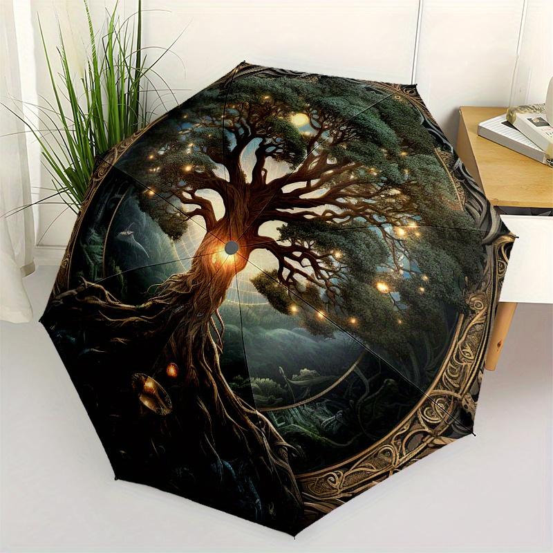 

Enchanted Tree of Life DecorUmbrella, Portable 3-Fold Compact Umbrella,Christmas Gift ES633