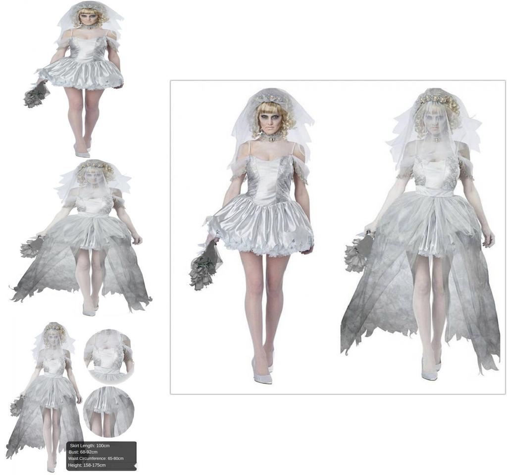Halloween Ghost Bride Dress Costume For Women Role Play Party Cosplay
