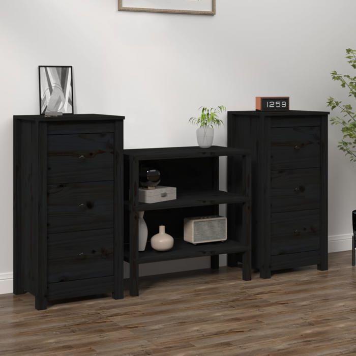 VidaXL 2x Buffets Armoires Latérales Organisateurs de Maison Meubles de Rangement Salon Intérieur Noir 40x35x80 cm Bois 813748