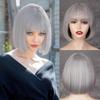 LISI HAIR Synthetic Short Straight Bob Wig Extension With Bangs Natural Looking Heat Resistant Fiber For Elegant Women Daily Wear