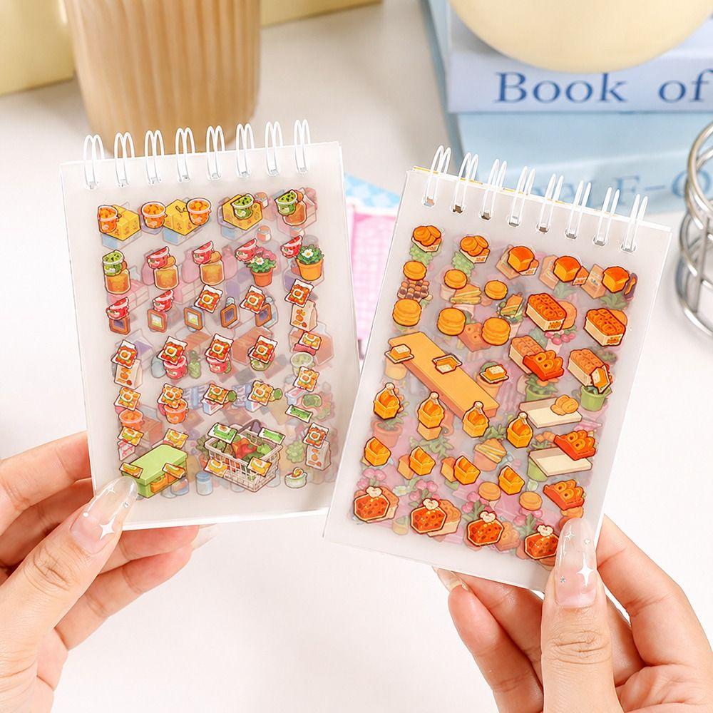 Cartoon 3D Landscape Sticker Book Decorative Miniature Scene Collage DIY Cabin Scene Sticker Toy