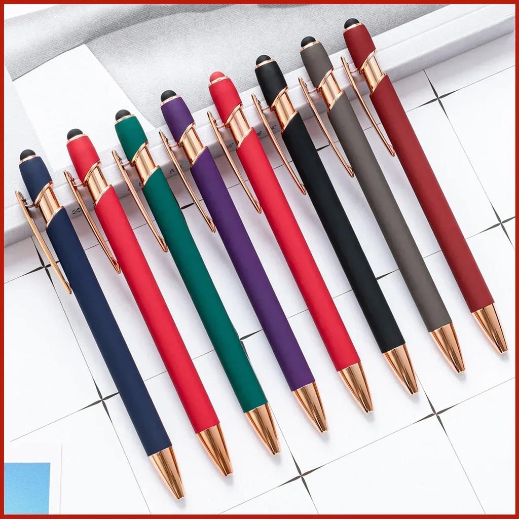 20-200 pens Wholesale Metal Ballpoint Pen Touch Screen Pen Office School Advertising Pen Custom Logo Text Laser Engraving