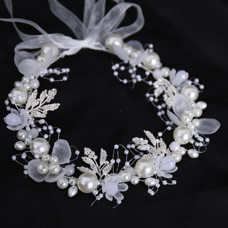 Pearl Flower Headband Bridal Headdress Wedding Crown Fashion The Wreath Bracelet Band Tiaras Crystal Headpiece Hair Jewelrys