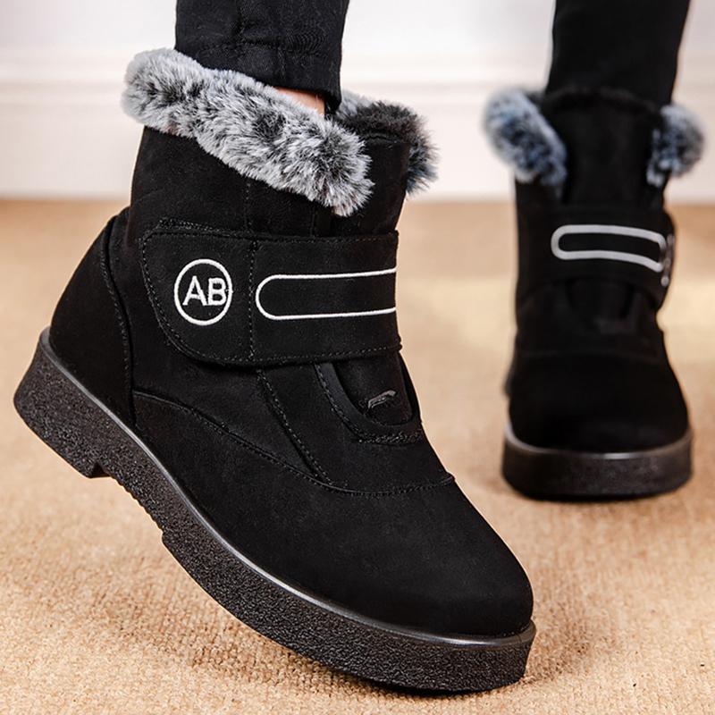 

модные женские сапоги для снега, женские туфли больших размеров, туфли на платформе, женская мода, сохраняющая тепло, женские сапоги, новые зимние ботинки на плоской подошве Botas Mujer 36 чёрный