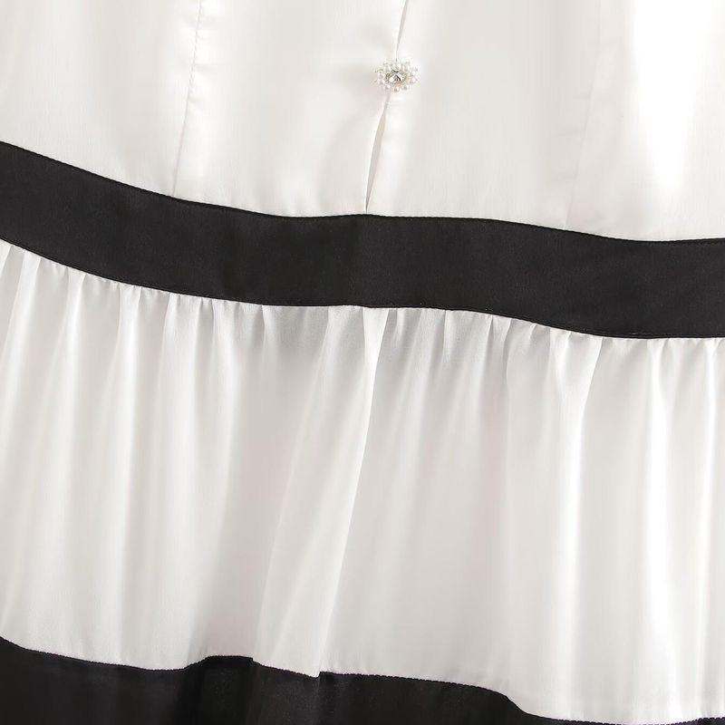 Kaslead New Arrival Women's Clothing Fashion Style Fashion Minimalist Oversized Hem Patchwork Contrast Color Halterneck Dress