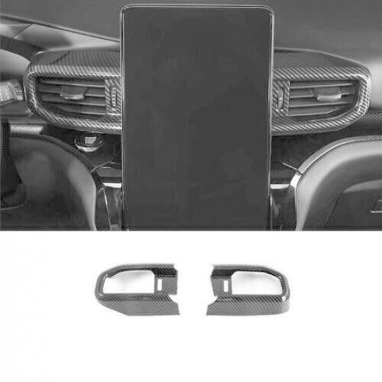 Carbon Fiber Central Console Air Outlet Vent Trim 2pcFor Ford Explorer -