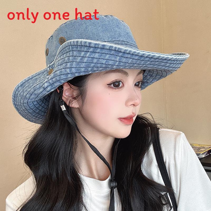 

Cowboy Summer Canvas Hat With Wide Brim And Breathable Cotton For Casual Outdoor Activities светло-синий