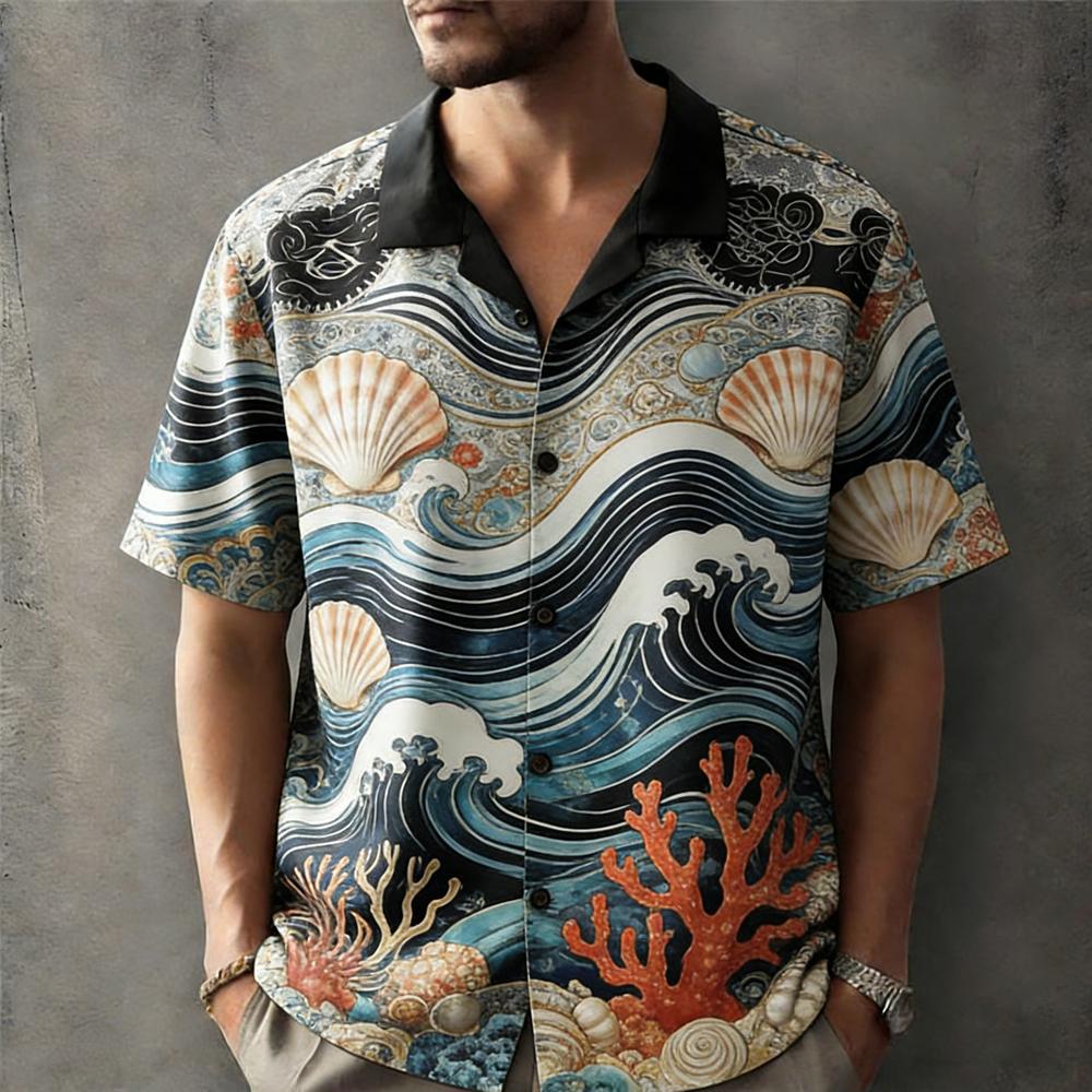 Summer Casual Holiday Beach Shirt 3D Fun Pattern T-shirt Retro Short Sleeve Street Vacation Outdoor Men's and Women's Shirt