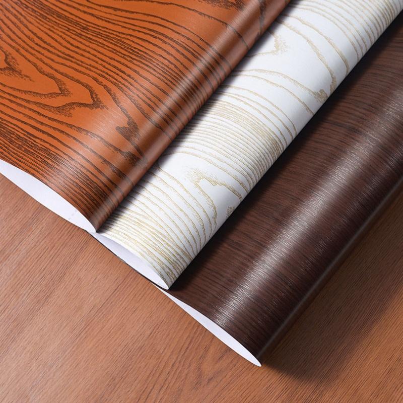 Extra Thick 0.19mm Waterproof Oil-Proof Wood Grain Self-Adhesive Wallpaper Furniture Renovation Film Home Decor