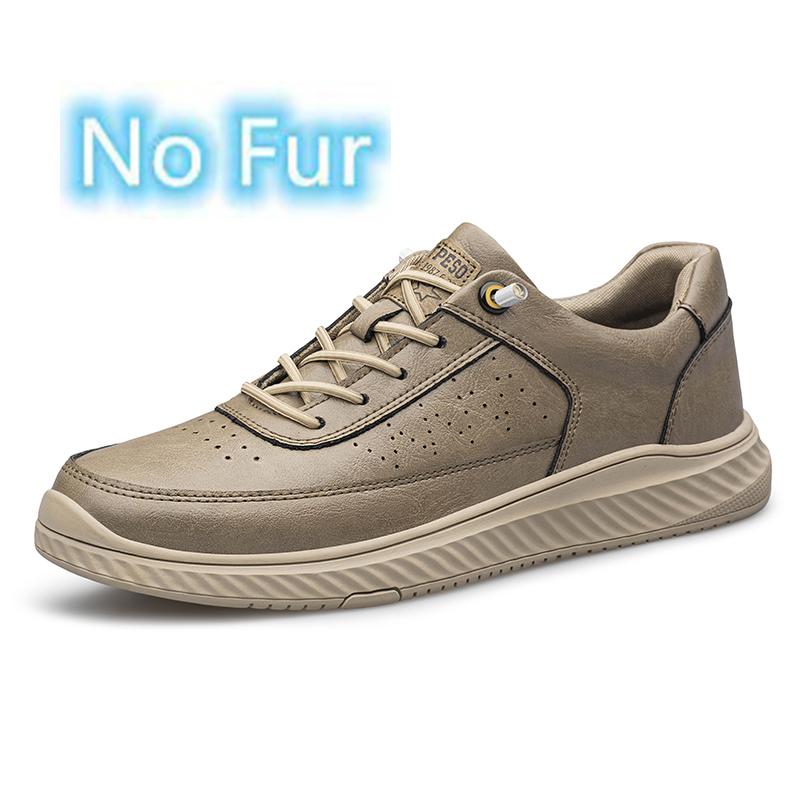 Fashion Classic Genuine Leather Men's Skateboarding Shoes Comfy Warm Snow Shoes Versatile Travel Sneakers Solid Color Man Sports Shoes