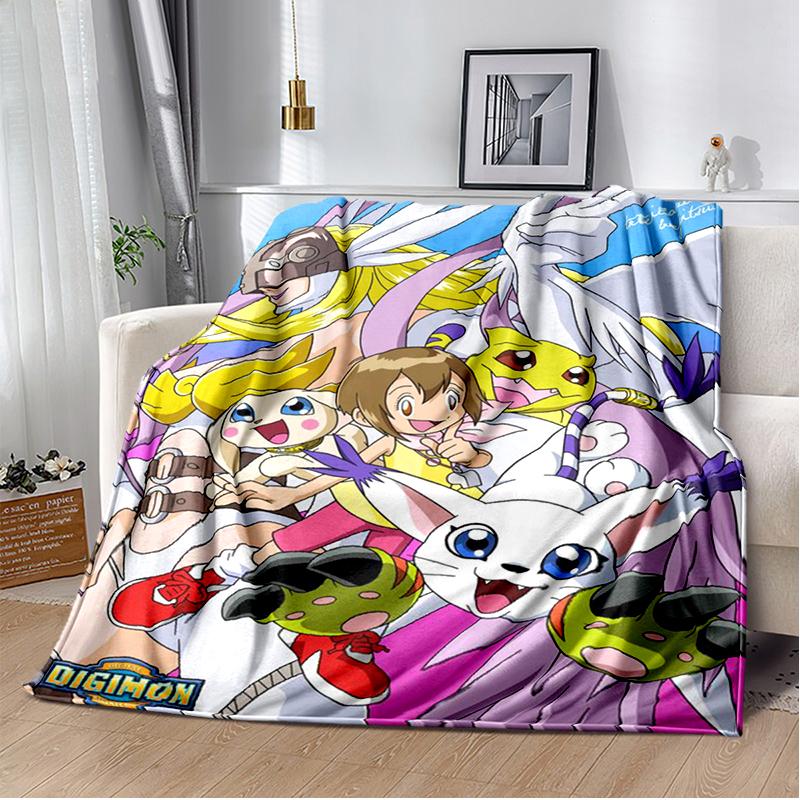 Di-gimon Cartoon Anime Throws Blanket Kids Super Soft Cute Blankt for Travel Couch Picnic Sofa Bed Flannel Blanket Birthday Gift