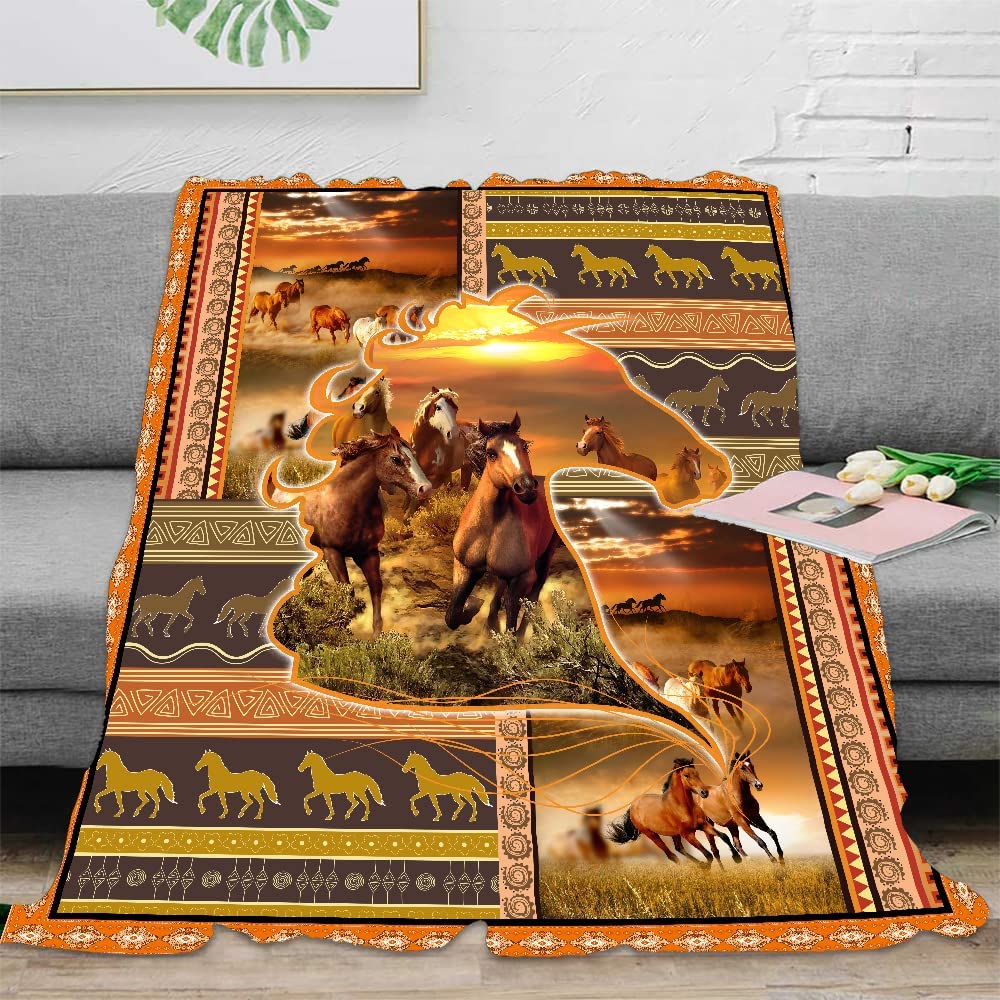 Ethnic Elephant Tribal Stylized Ornament Soft Throw Blanket Lightweight Flannel Blanket for Couch Bed Sofa Travelling Camping for Kids Adults