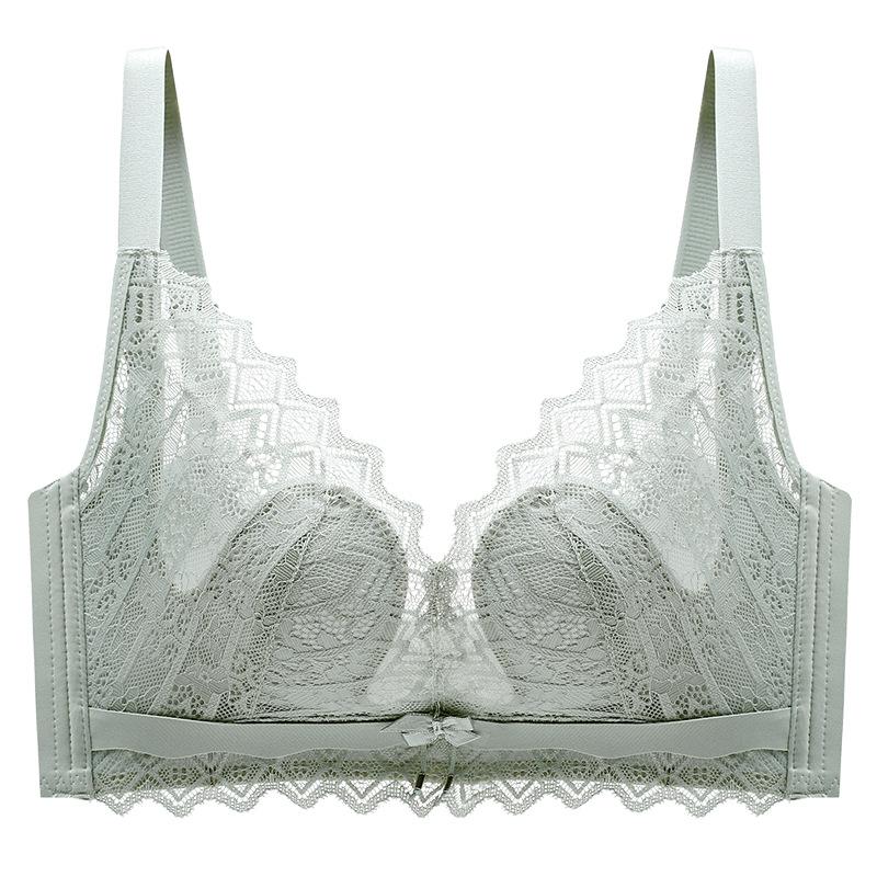 

Мереживна тонка чашка 2023 року, дихаюча підкладка, нижня білизна, що регулюється, вушка кролика 90 зелений