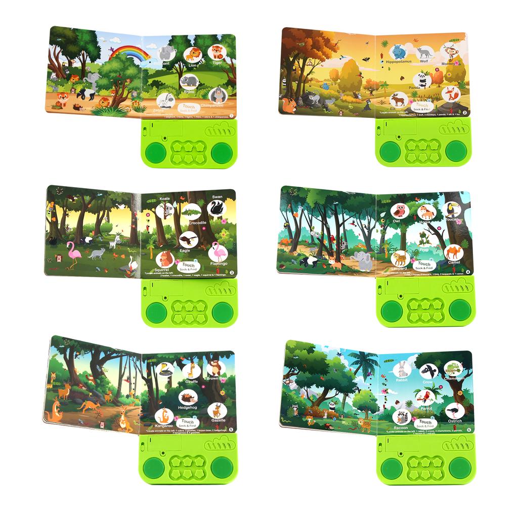 Elektronische Kinder-Hörbücher mit Melodie & Lichtern Schlagzeuggeräuschen Tieren Kognitive Bücher Interaktives Vorschul-Lernspielzeug