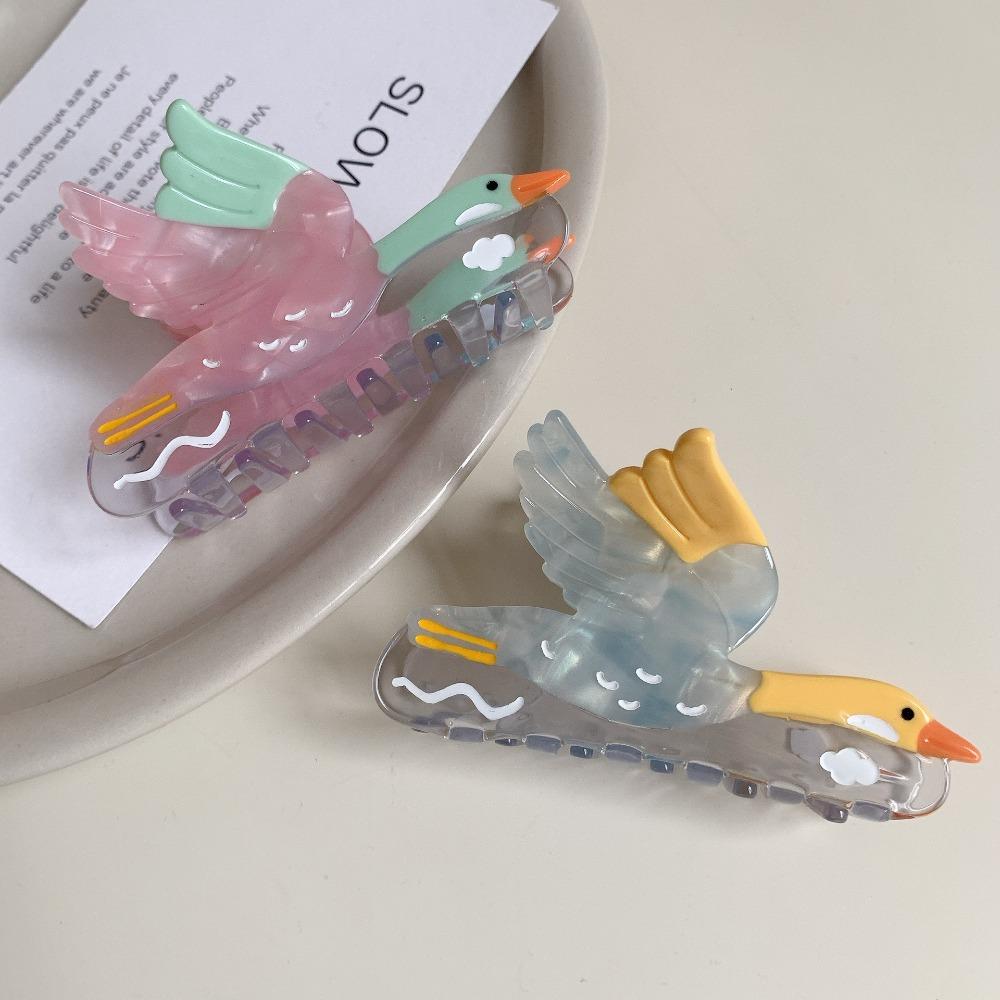 Cartoon Wild Goose Shark Clip Vintage Acetate Shark Clip Fashion Bird Hair Claw  Party
