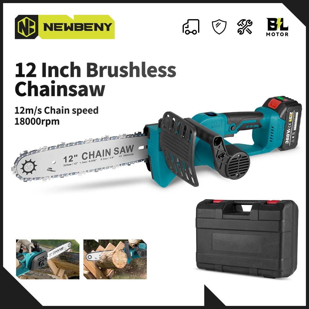 Newbeny 12 Zoll Bürstenlose Elektrische Säge 18000 U/min Akku Tragbar Garten Holzbearbeitungswerkzeug Maschine Für Makita 18V Akku