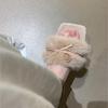 Soft Waxy Sweetheart! French Bow Fluffy Shoes Women Wear New Gentle Fairy Style Temperament Soft Bottom One-word Drag