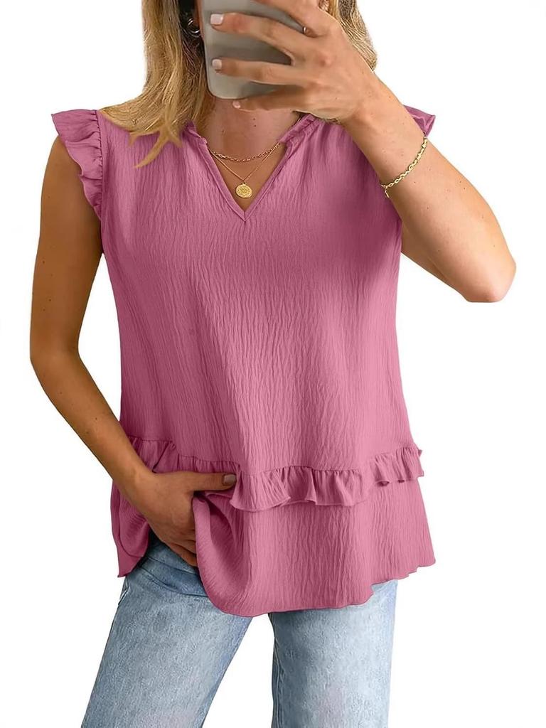 2026 Summer Women's European American Ruffled V-Neck Vest