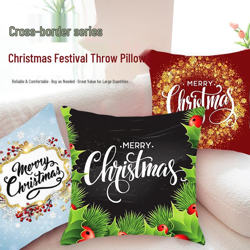 Cross-Border Christmas Festival Printed Cushion Cover for Sofa, Bedside, or Living Room