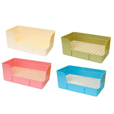 Kaninchen-Toilettenschale für Käfig Urinschale Tablett Spritzschutz Nachtgeschirr Gitter-Toilettenschale für Kaninchen Chinchillas Ratten Frettchen Kleintiere