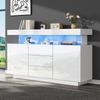 140 x 35 x 80 cm Modernes Hochglanz Acryl Sideboard mit 16-farbigem LED-Streifen, Kaffeebar, Geeignet für Esszimmer, Küche, Flur (Weiß)