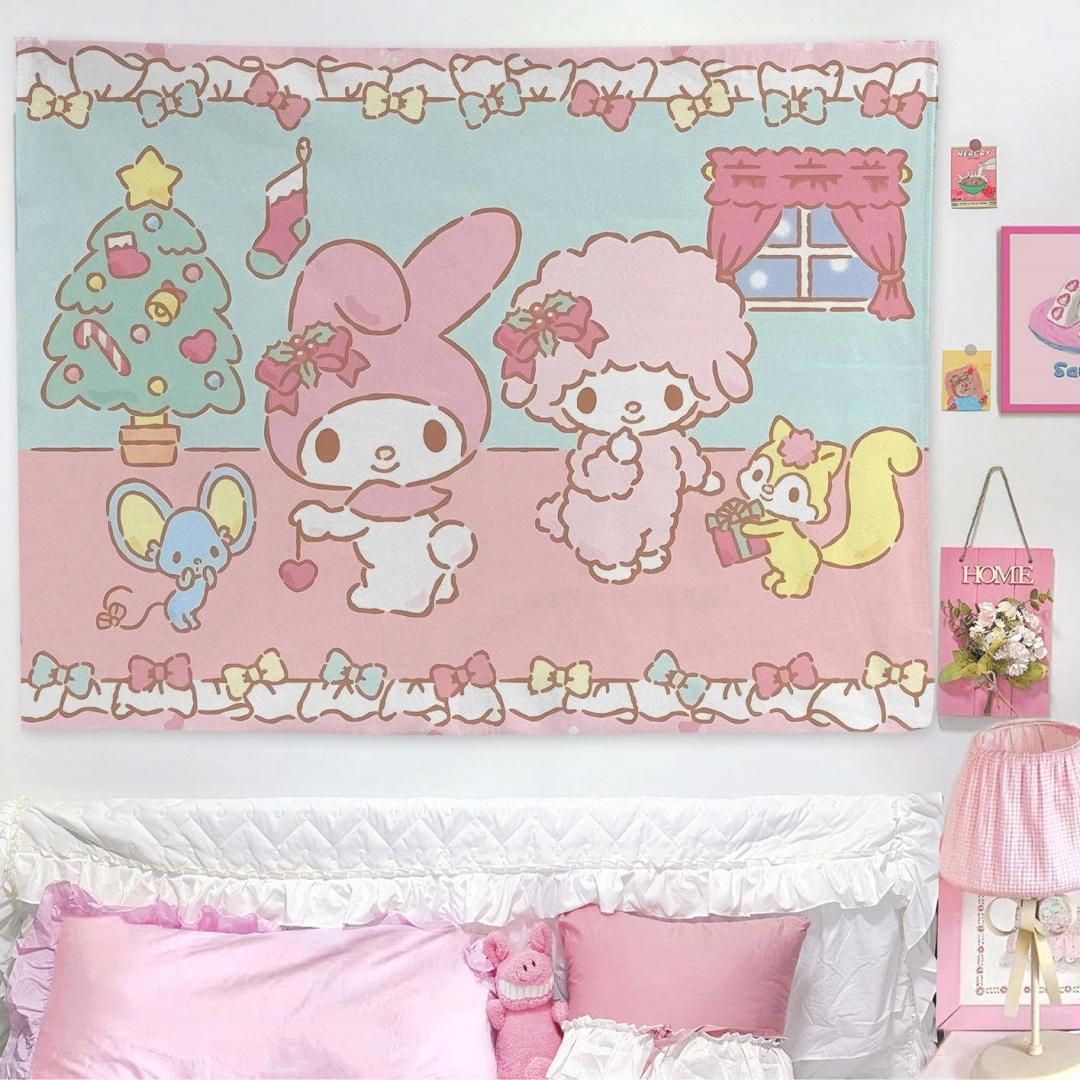 

Cartoon Melody Trio Hanging Cloth Bedroom Dormitory Wall Decoration Tapestry Cute Girl Heart Photo Background Cloth 74x94cm(29x37in)