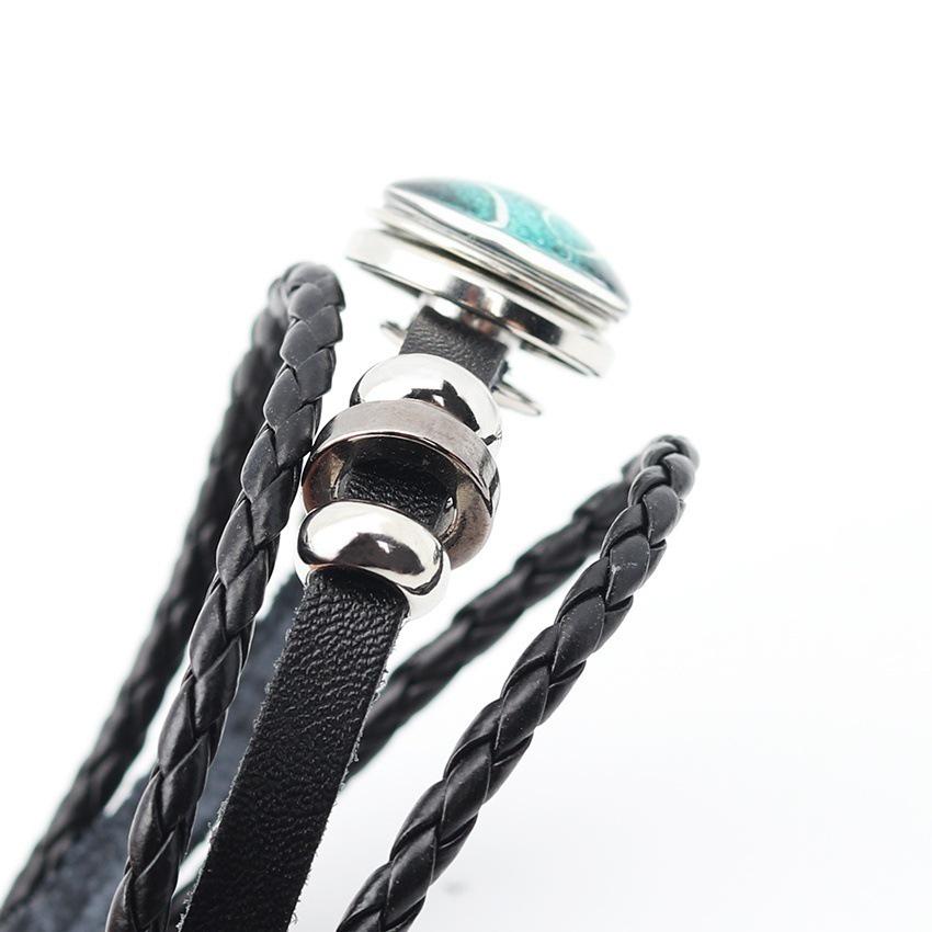 Anubis Scarab Layered Black Leather Bracelet